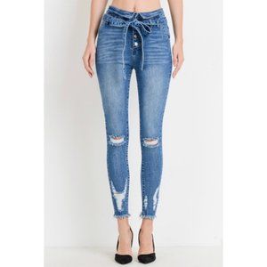 Black Label - High Waist with Tie Belt - Size 3 - Paper Bag Style
